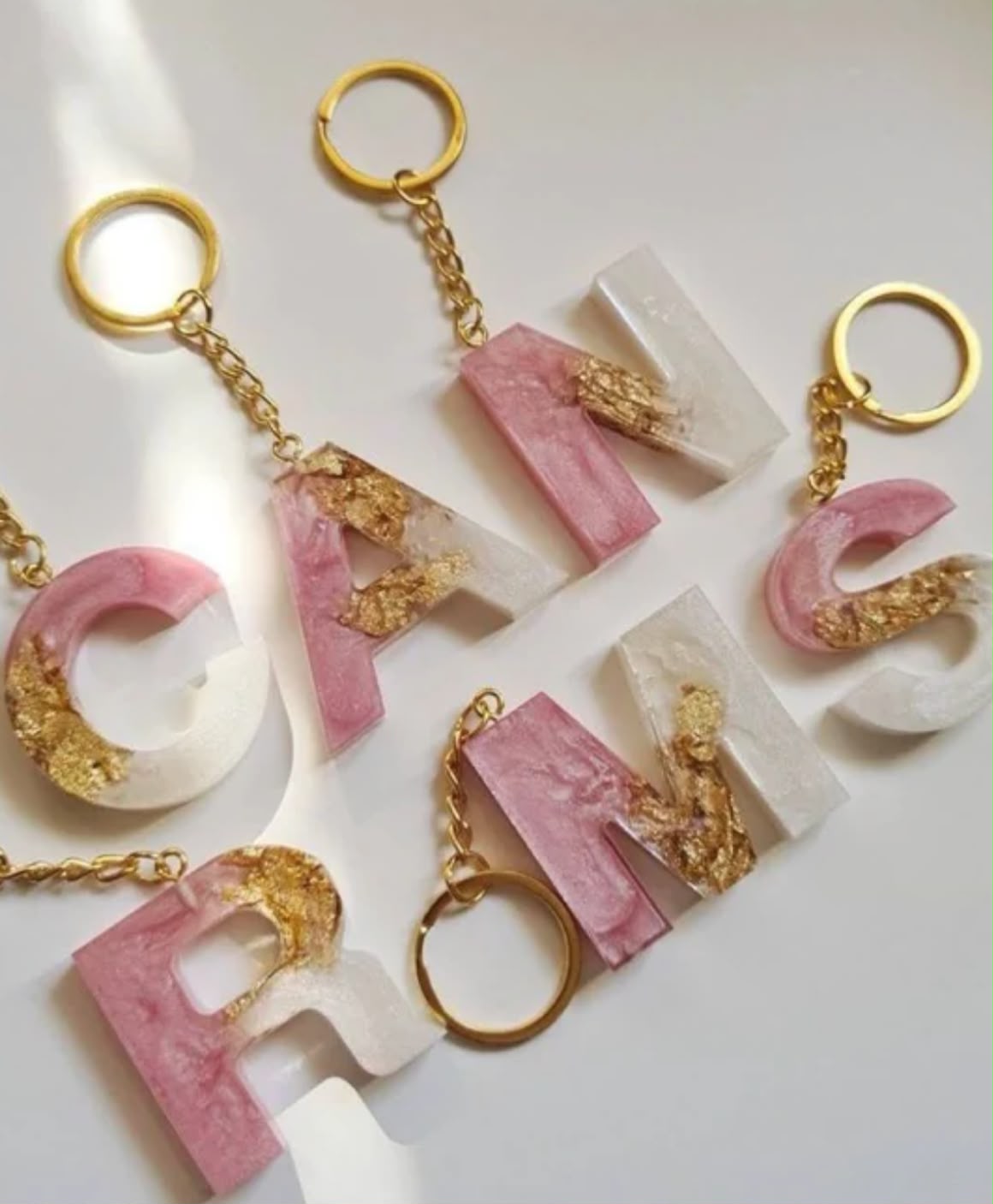 Porte-clés Rose Poudré & Or